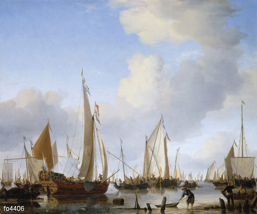 villem-van-de-velde-parusniki-v-bukhte